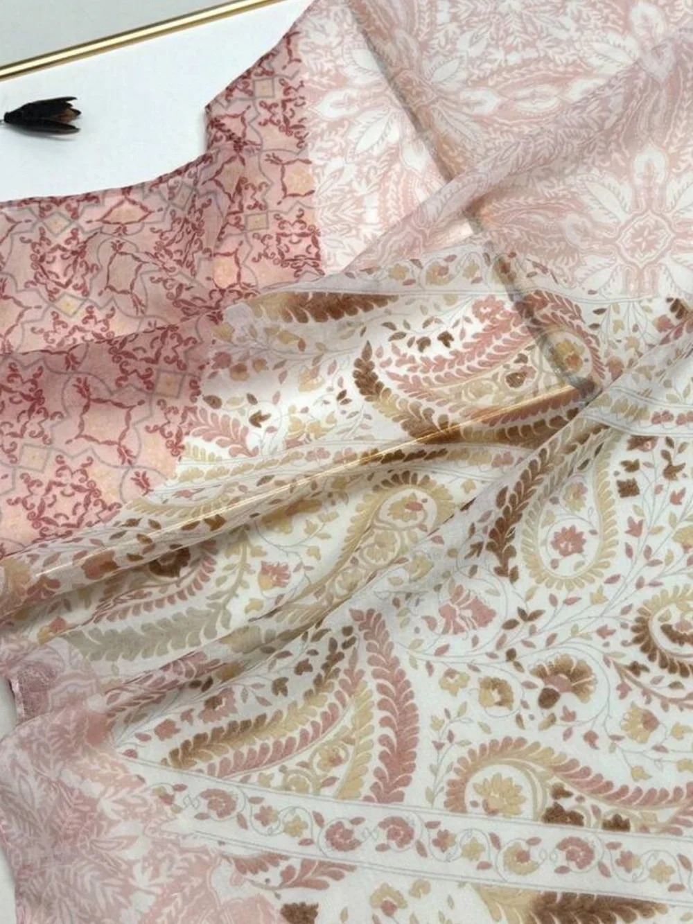 Baby Pink Floral & Tassel Lightweight Scarf - Women Accessories